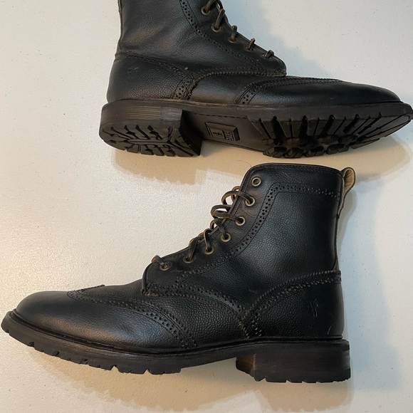 Frye Black Leather Lace-Up Boots Size 12 SB- - Picture 11 of 13